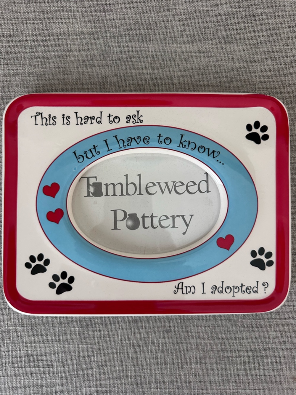 Tumbleweed Pottery Am I Adopted Pet Photo Picture Frame